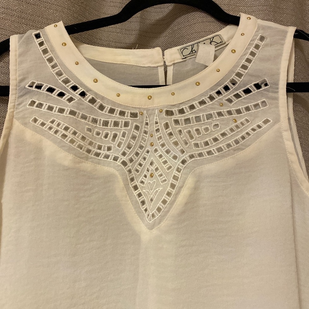 White Tank Top Rivets Size S - Picture 2 of 7